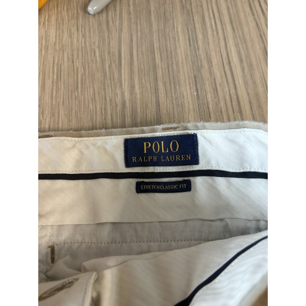 Polo Ralph Lauren Stretch Classic Fit Chino Pants Khaki 32x32 Mens Flat Front - Picture 2 of 8
